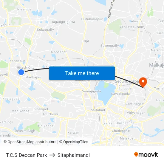 T.C.S Deccan Park to Sitaphalmandi map