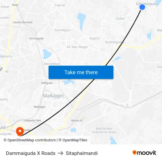 Dammaiguda X Roads to Sitaphalmandi map