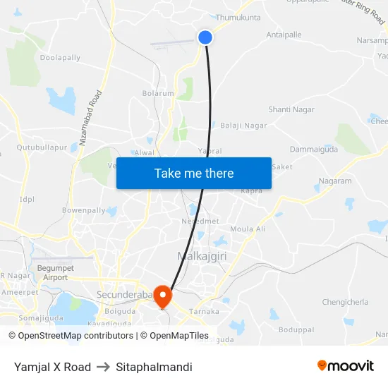 Yamjal X Road to Sitaphalmandi map