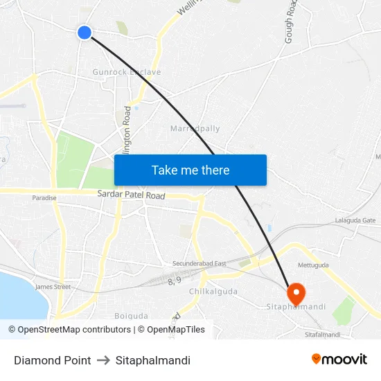 Diamond Point to Sitaphalmandi map