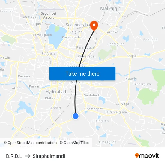 D.R.D.L to Sitaphalmandi map