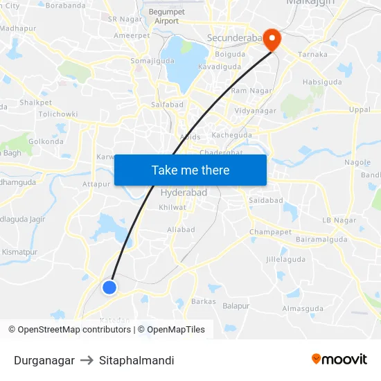 Durganagar to Sitaphalmandi map