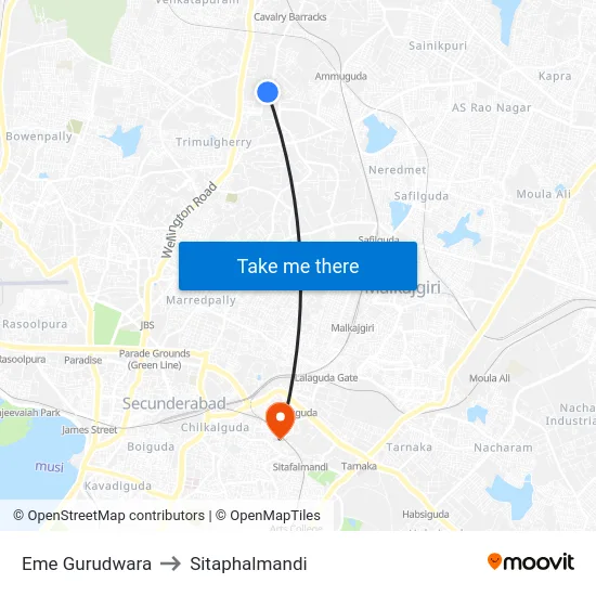 Eme Gurudwara to Sitaphalmandi map