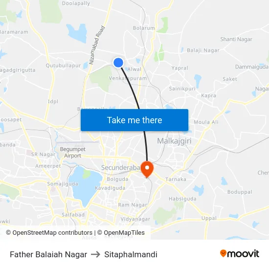 Father Balaiah Nagar to Sitaphalmandi map