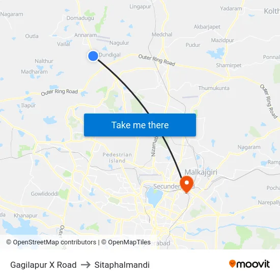 Gagilapur X Road to Sitaphalmandi map