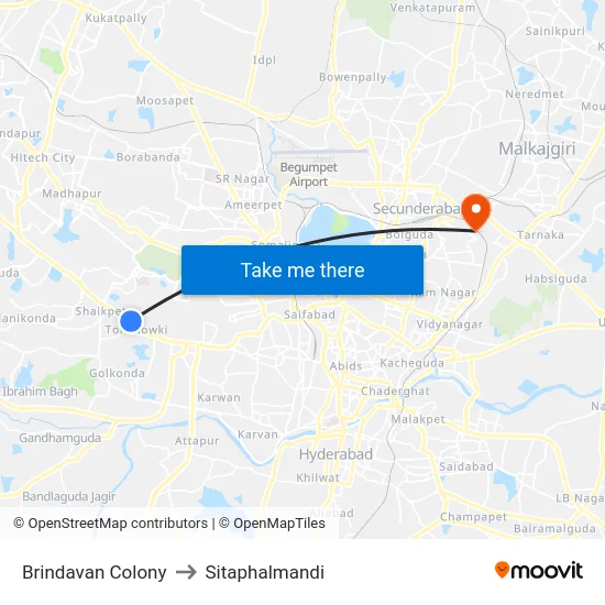 Brindavan Colony to Sitaphalmandi map