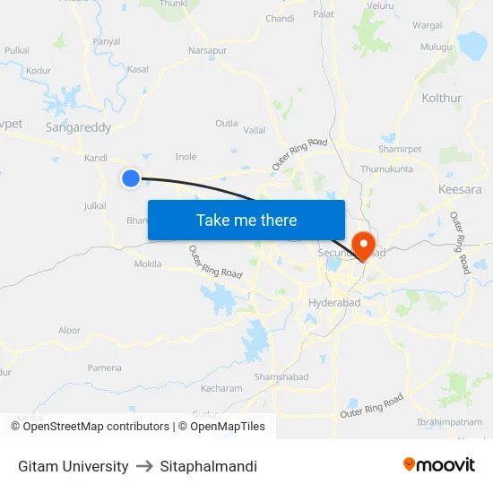 Gitam University to Sitaphalmandi map