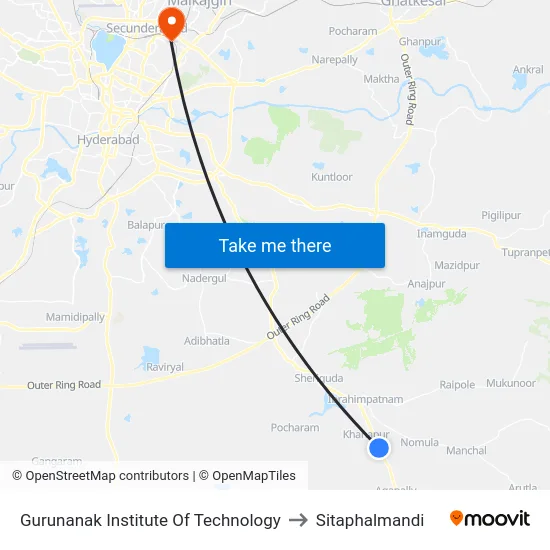 Gurunanak Institute Of Technology to Sitaphalmandi map