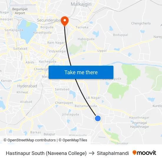 Hastinapur South (Naveena College) to Sitaphalmandi map
