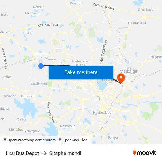 Hcu Bus Depot to Sitaphalmandi map
