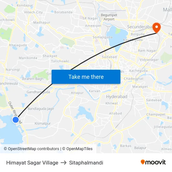 Himayat Sagar Village to Sitaphalmandi map