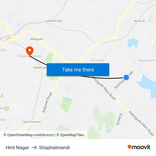 Hmt Nagar to Sitaphalmandi map