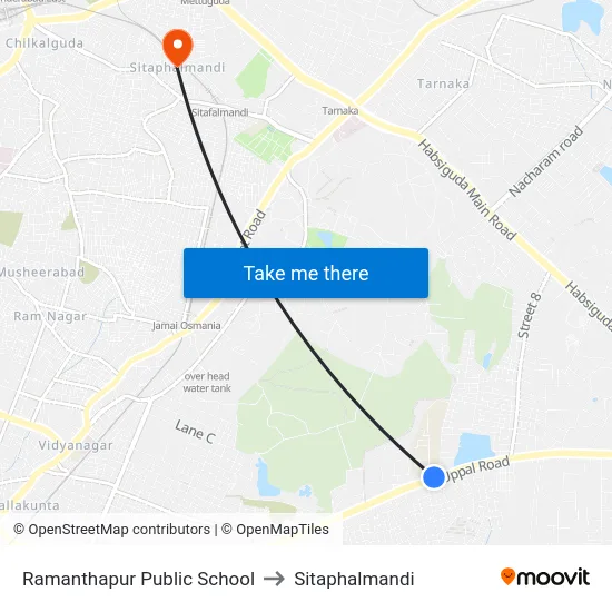 Ramanthapur Public School to Sitaphalmandi map