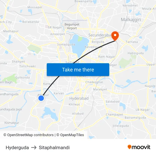 Hyderguda to Sitaphalmandi map
