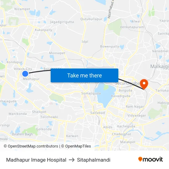 Madhapur Image Hospital to Sitaphalmandi map