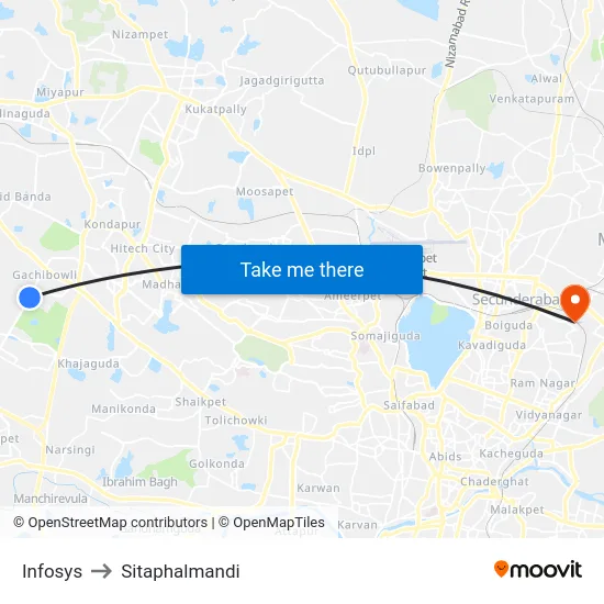 Infosys to Sitaphalmandi map