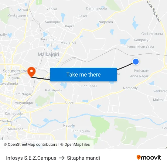 Infosys S.E.Z.Campus to Sitaphalmandi map
