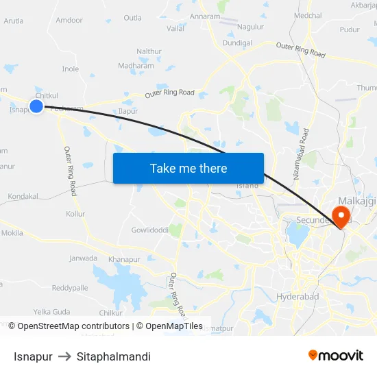 Isnapur to Sitaphalmandi map
