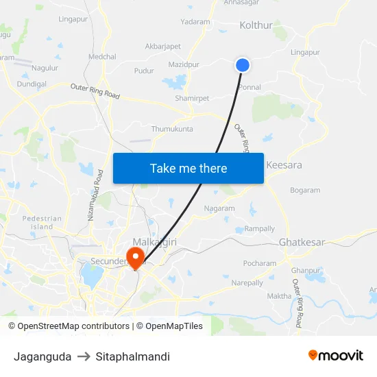 Jaganguda to Sitaphalmandi map