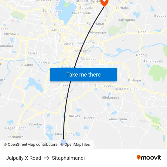 Jalpally X Road to Sitaphalmandi map