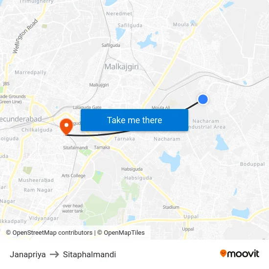 Janapriya to Sitaphalmandi map