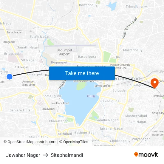 Jawahar Nagar to Sitaphalmandi map
