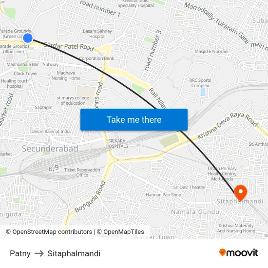 Patny to Sitaphalmandi map