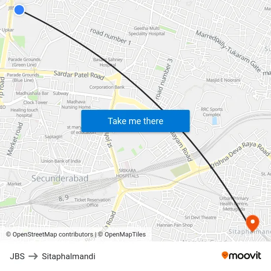 JBS to Sitaphalmandi map