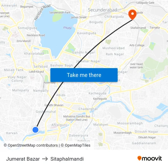 Jumerat Bazar to Sitaphalmandi map