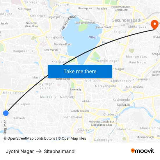 Jyothi Nagar to Sitaphalmandi map