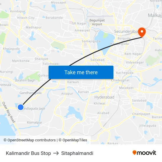 Kalimandir Bus Stop to Sitaphalmandi map