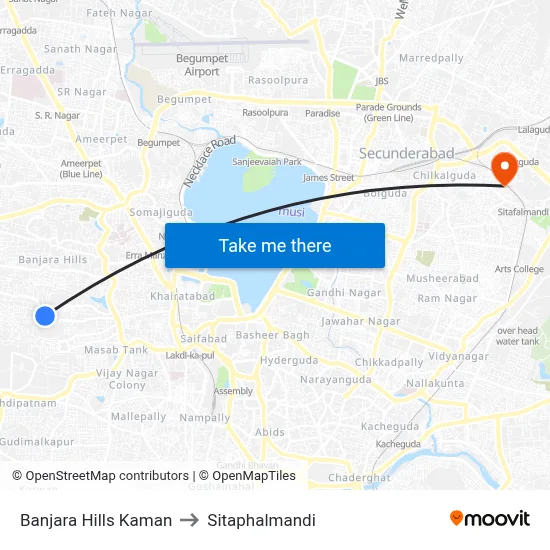 Banjara Hills Kaman to Sitaphalmandi map
