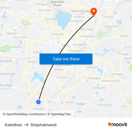 Katedhan to Sitaphalmandi map