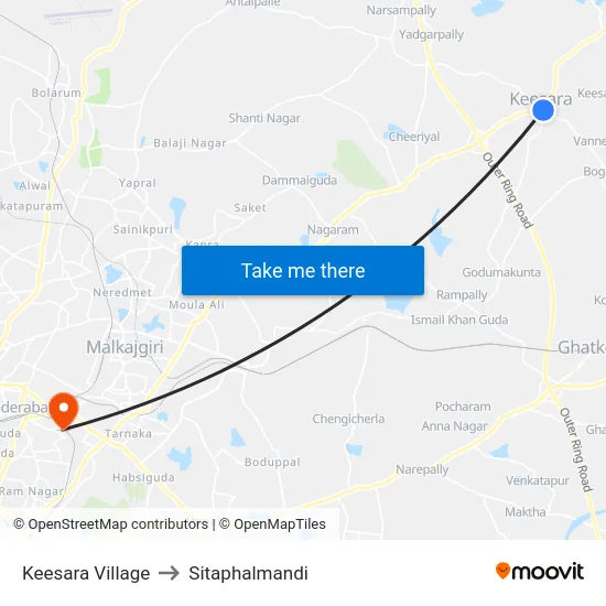 Keesara Village to Sitaphalmandi map