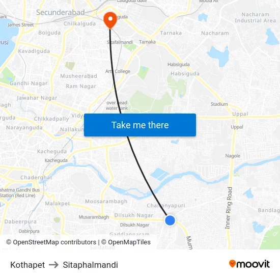 Kothapet to Sitaphalmandi map