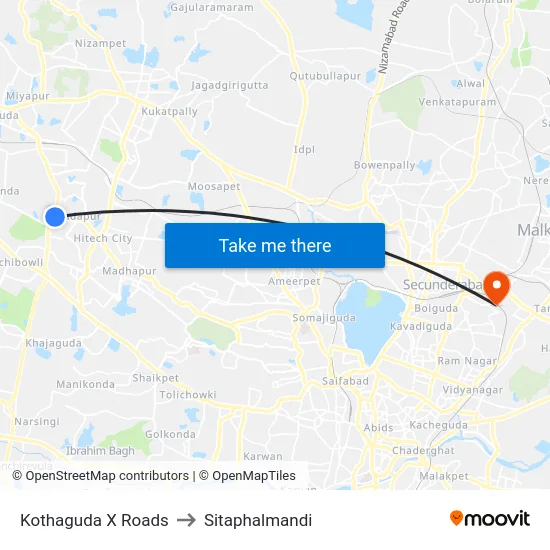 Kothaguda X Roads to Sitaphalmandi map