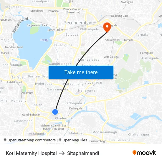 Koti Maternity Hospital to Sitaphalmandi map