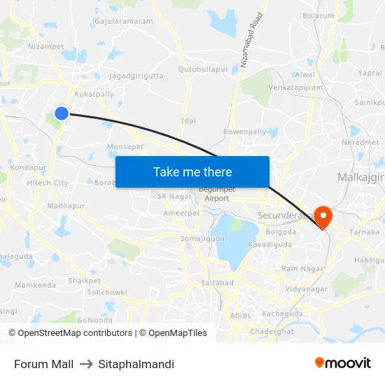 Forum Mall to Sitaphalmandi map