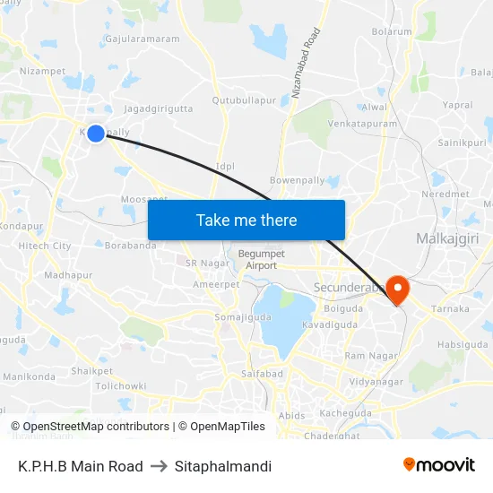 K.P.H.B Main Road to Sitaphalmandi map