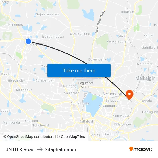 JNTU X Road to Sitaphalmandi map