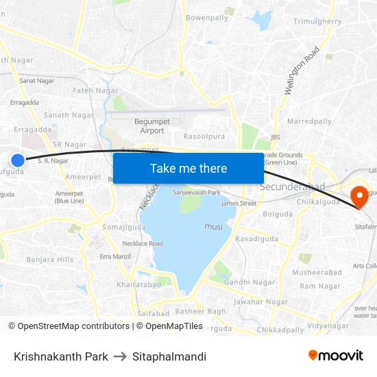 Krishnakanth Park to Sitaphalmandi map