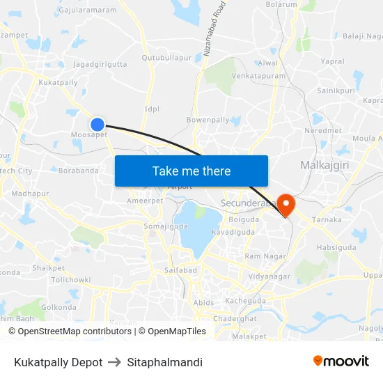 Kukatpally Depot to Sitaphalmandi map