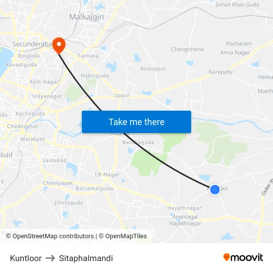 Kuntloor to Sitaphalmandi map