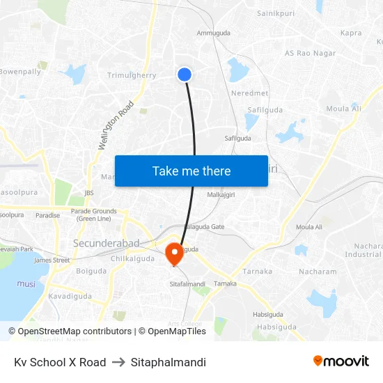 Kv School X Road to Sitaphalmandi map