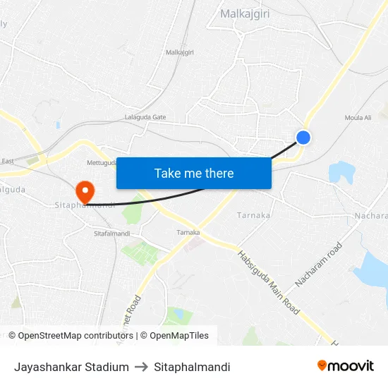 Jayashankar Stadium to Sitaphalmandi map