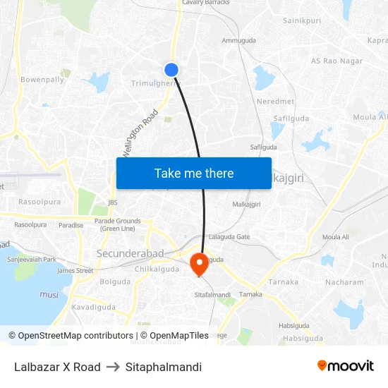 Lalbazar X Road to Sitaphalmandi map