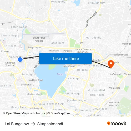Lal Bungalow to Sitaphalmandi map