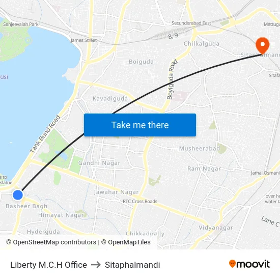 Liberty M.C.H Office to Sitaphalmandi map
