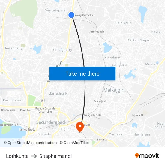 Lothkunta to Sitaphalmandi map