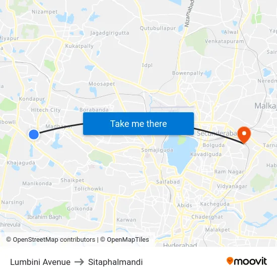 Lumbini Avenue to Sitaphalmandi map
